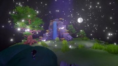 Wasserfall mit Riesenschmetterlingen und Glühwürmchen