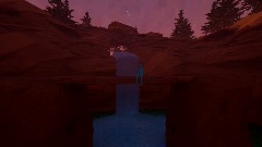 Sunset stone bridge with waterfall