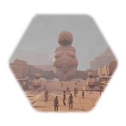 A prehistoric  village - Clay render