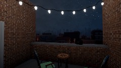 Nighttime City Rooftop