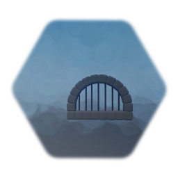 arched castle window with bars