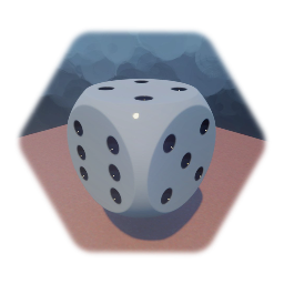 White rounded six sided die with black pips
