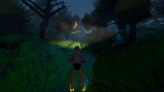 Hiding in the woods.