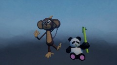 A panda and his monkey friend (also johny bravo)