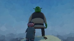 Shrek and Ice Age Baby on the mountain