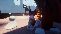 Halloween party and cat