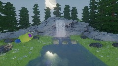 Realistic Waterfall Forest
