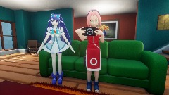 Cure Aqua slaps Sakura Haruno while playing Fish Eyes Portable