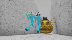 Squiddy and PS3 Running from Withered Golden Freddy Head