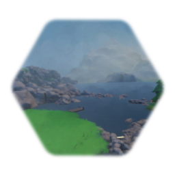 Lighthouse Shore w/ Mountains