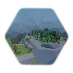 Little mountain with grass and trees