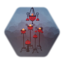 Chandelier  and Lamps Set Gothic Fire Style