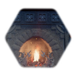 Medieval Fireplace with fire