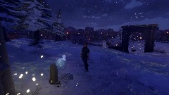 A single set of footprints in the snow