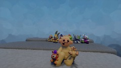 Maroon playing with plushies