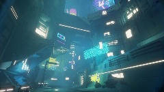 Cyber punk city scene