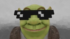 Shrek runs down the road.