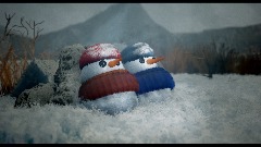 Two relaxed friends in the snow