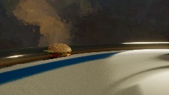 Remix of Remix of supreme burger with fries and pickle slices h