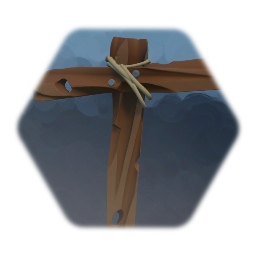 simple comic wooden cross - with rope