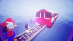Mickey Sonic Mario on a railway