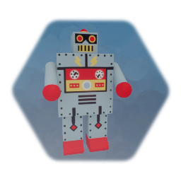 Blue retro space toy robot