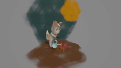 Grey Fox Watering a Garden