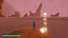 Calm ocean waves and endless desert