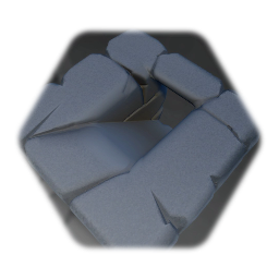 Medieval stone cube with angled hole