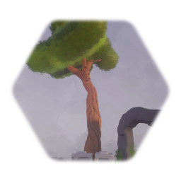 Tree, stone block & arch