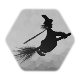 Witch on Broom Silhouette Flat Low Thermal