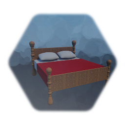 Bed - Queen - Red Cover - White Pillows