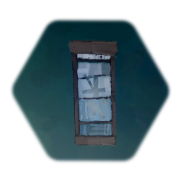 Blue Window with Sign