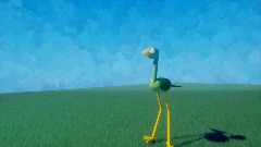 Green Bird Takes Off And He Falls