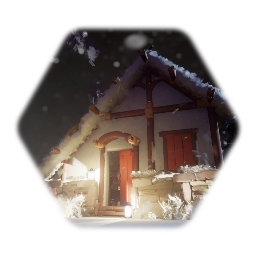 Winter Cottage at Night