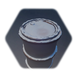 Modern barrel with snow 2