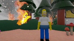 Homer gets stuck in a forest fire