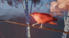 Red Bird on Branch