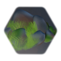 Rock formation with waving grass