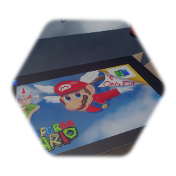 Nintendo 64 console controller and box art for super Mario 64