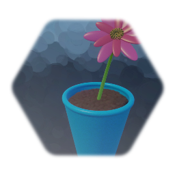 Pink Flower in Blue Plastic Pot