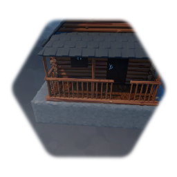 Log cabin with stone base