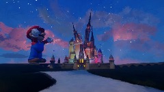 Broken Disney dream castle but Villager is Mario