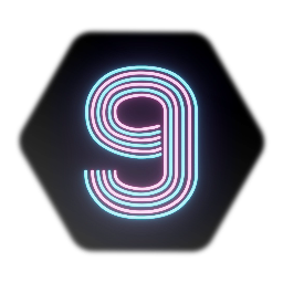Neon Retro Striped Number 9