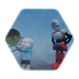 Sans playing trombone