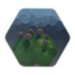 Mushrooms on moss patch