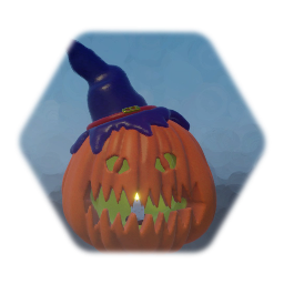 Carved pumpkin with hat / Calabaza con sombrero