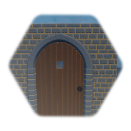 Mur avec porte en bois arqué