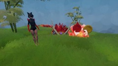 Asian Dragon Girl on Grass with Lucky Music