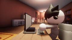 Tom looking on his computer test